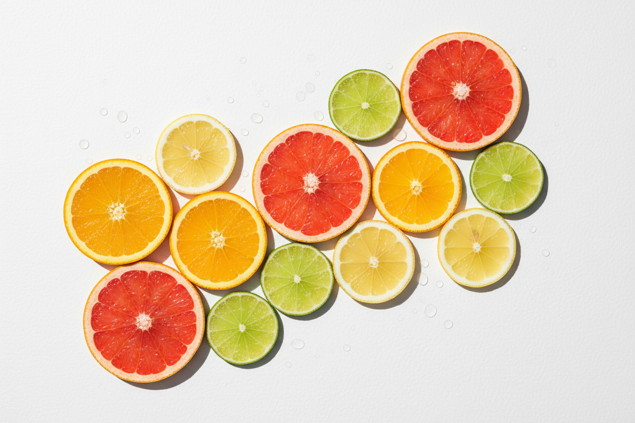 Citrus slices on clean bright background